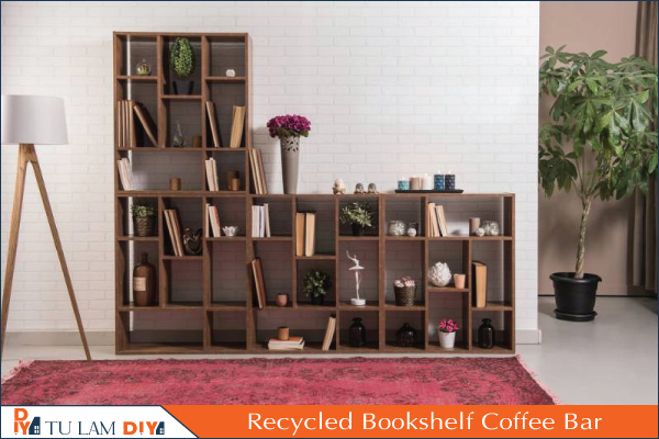 Recycled Bookshelf Coffee Bar