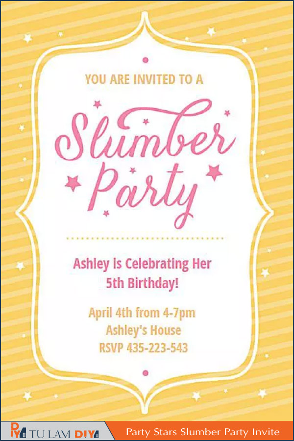 Party Stars Slumber Party Invite from Greetings Island