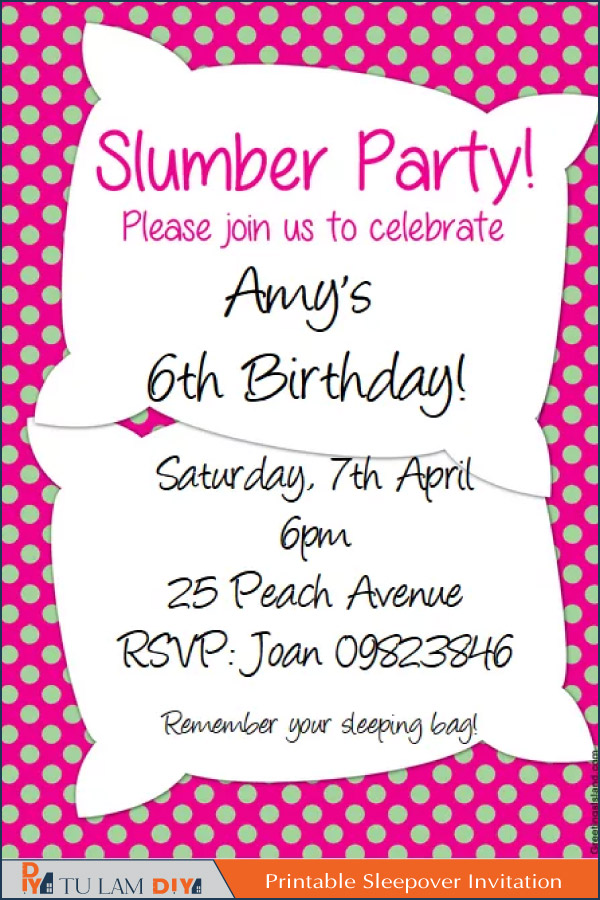 slumber party invitations templates free