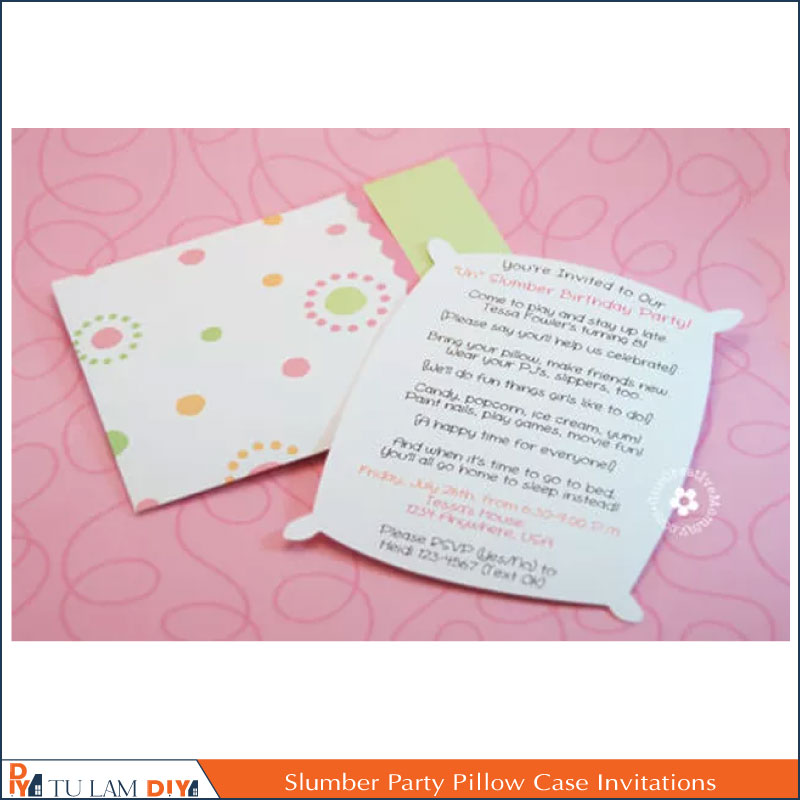 Slumber Party Pillow Case Invitations